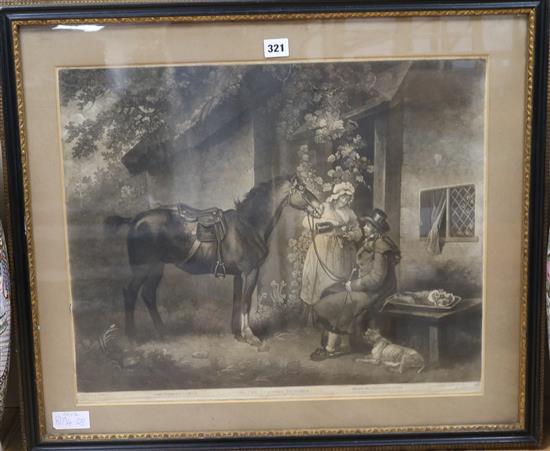 After Morland, mezzotint, The Country Butcher, 34 x 56c,